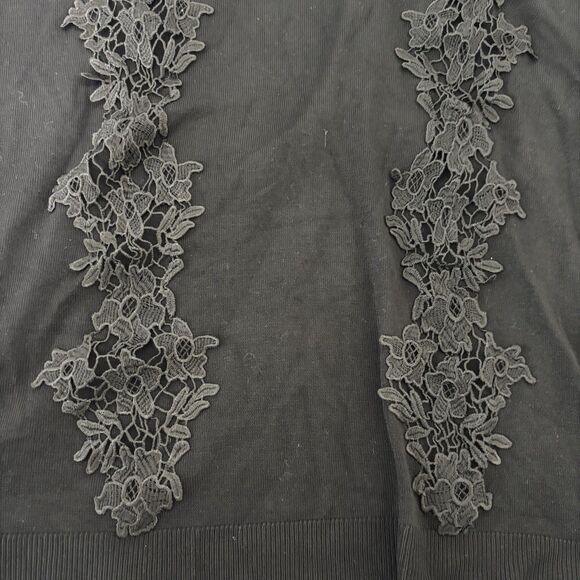 New Lane Bryant Knit Sweater Women Plus Size 14/16 Black Embroidered Stretch - Picture 3 of 7